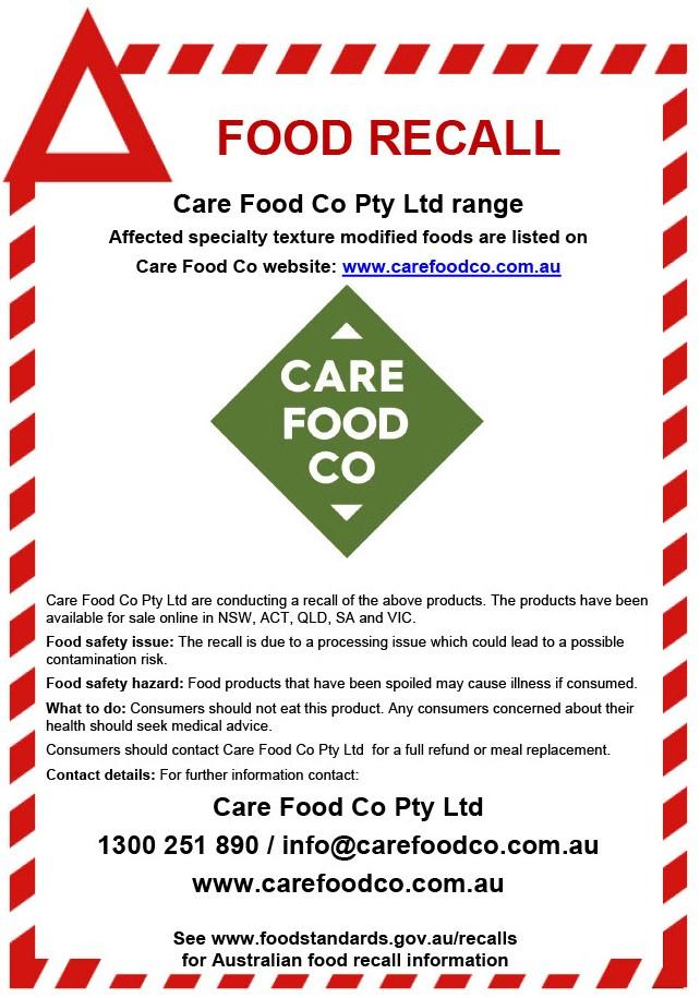 Food Recall Notice - Care Foods