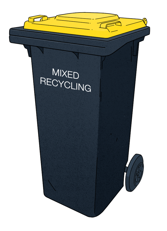 Mixed Recycling Bin Yellow Lid