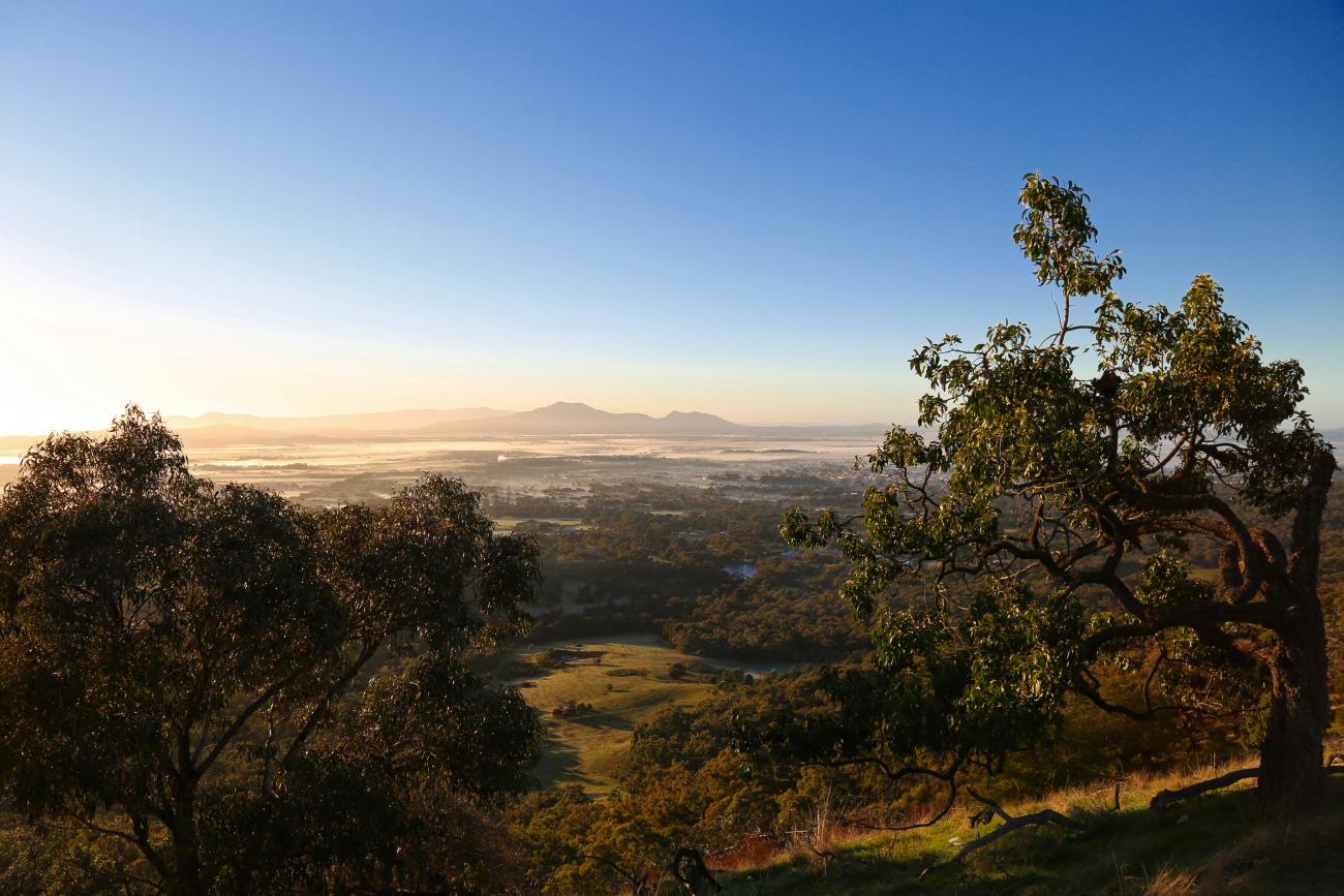 Long shot of Ararat township on a sunny day